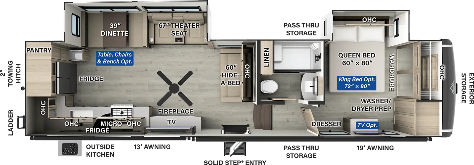 Flagstaff Classic Fifth Wheels F376RK Floorplan